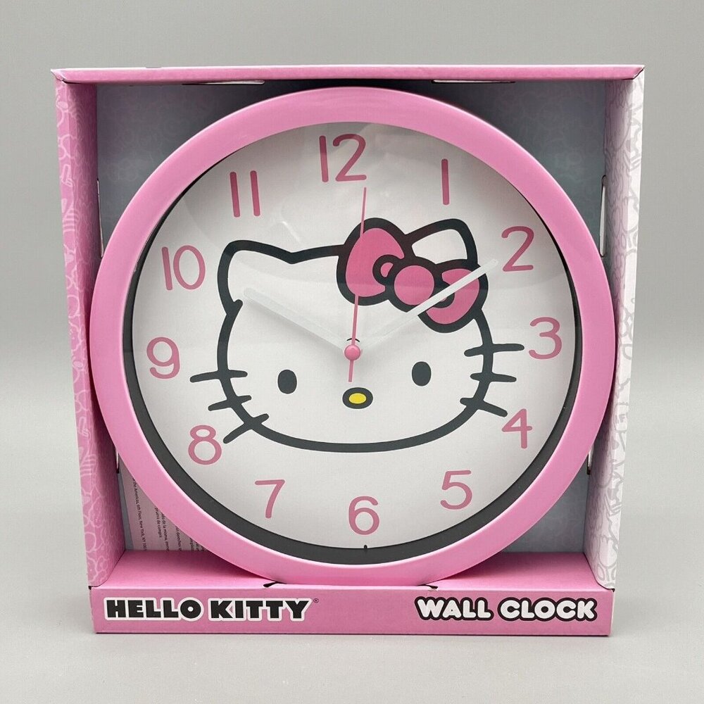 Hello Kitty 9.75" Pink Wall Clock Accutime Watch Corp. 2024 Sanrio HK3059